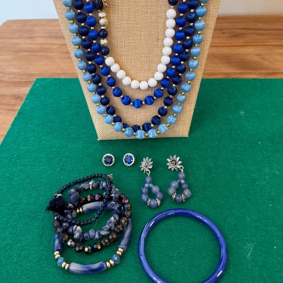 Jewelry - 12 Blue Pieces Artisan and Vintage Jewelry Bundle